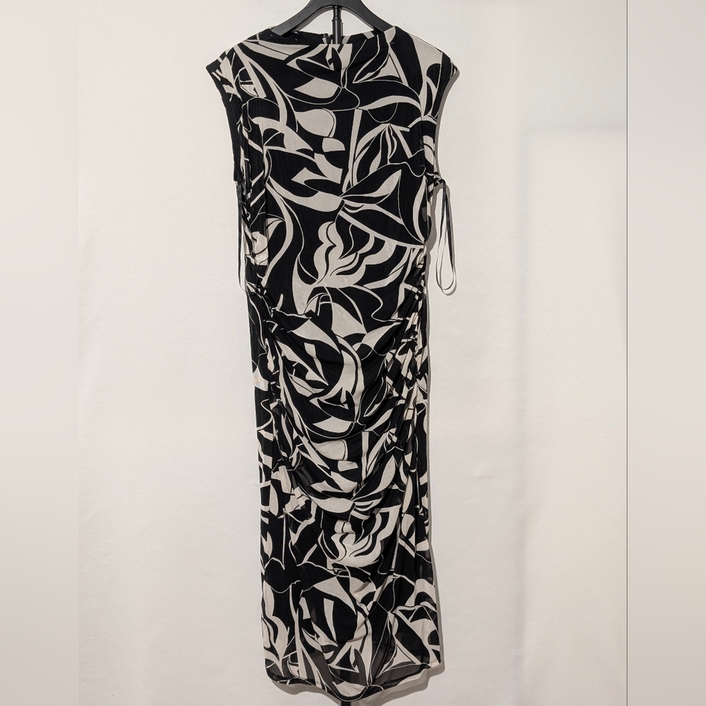Bar III Abstract Black & White Midi Dress Sleeveless XL - Modern Print